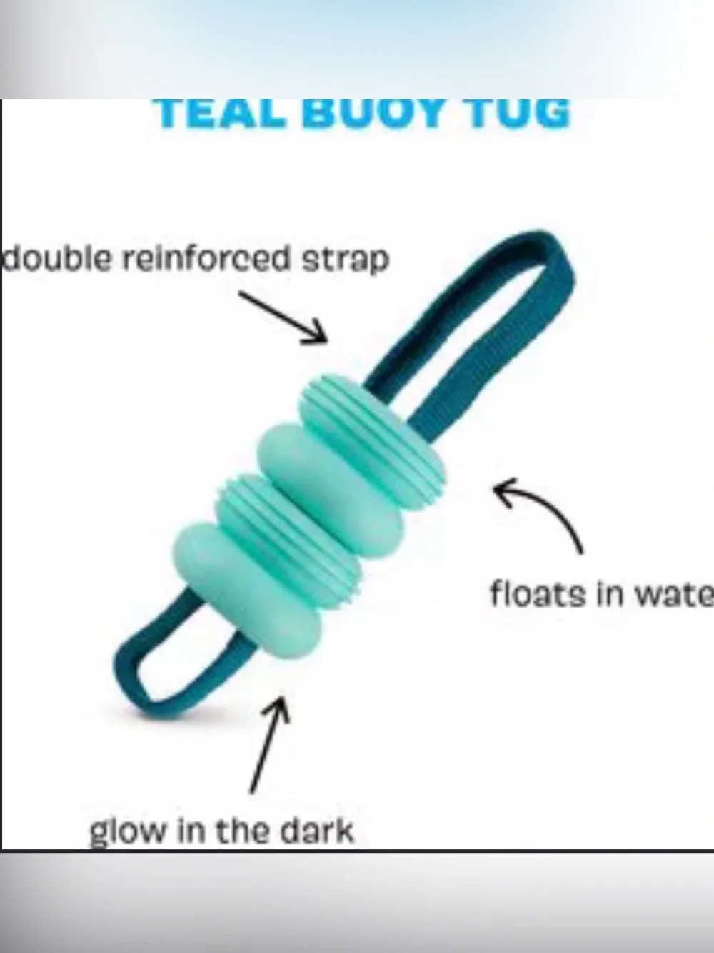 Bark Box Super Chewer teal Buoy M-L Dog toy NEW FLOATS & GLOWS